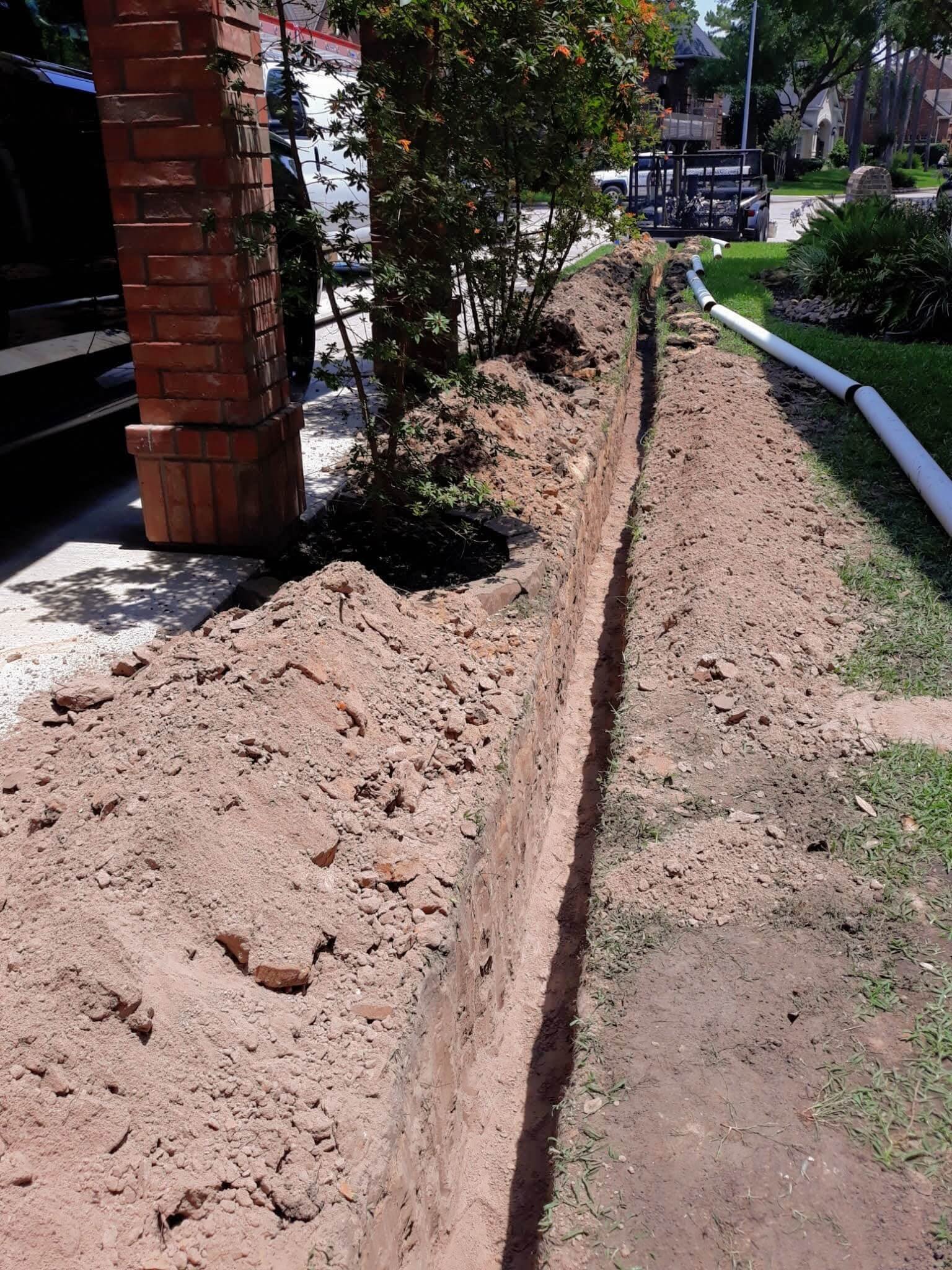 Drain to street installation Houston TX
